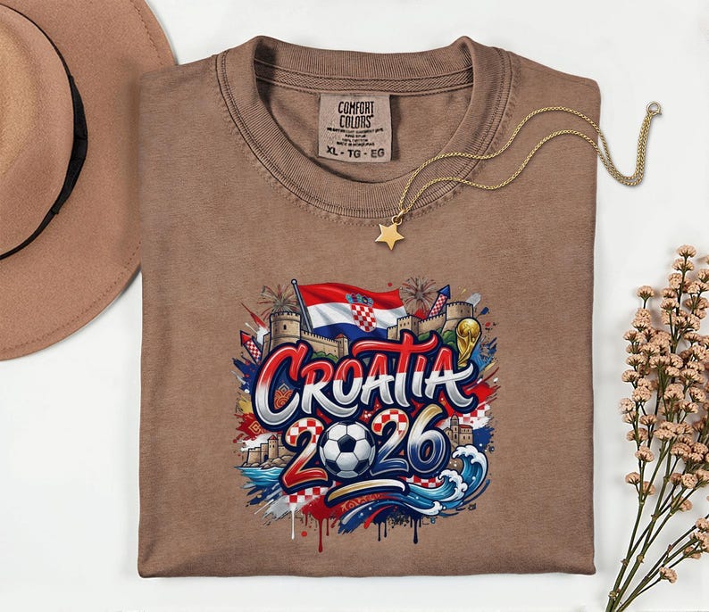 Croatia 2026 Soccer Shirt, Comfort Colors Football Fan Tee image 6