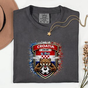 Croatia Mascot Soccer Shirt, 2026 World Tournament Graphic Tee, Comfort Colors Sports Fans image 16