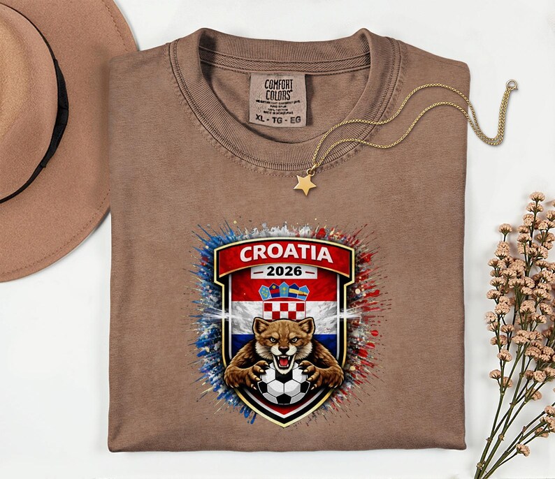 Croatia Mascot Soccer Shirt, 2026 World Tournament Graphic Tee, Comfort Colors Sports Fans image 14