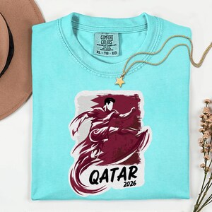 Qatar Soccer 2026 Graphic Tee, Qatari Football Fan Unisex T-Shirt image 6