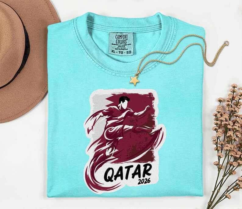 Qatar Soccer 2026 Graphic Tee, Qatari Football Fan Unisex T-Shirt image 6