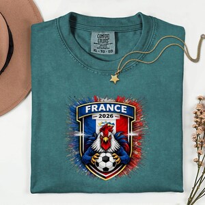 France Soccer Mascot Shirt, 2026 World Tournament Graphic Tee, Football Jersey Style image 12