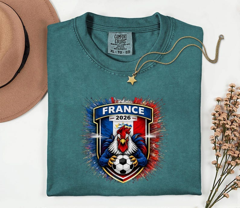France Soccer Mascot Shirt, 2026 World Tournament Graphic Tee, Football Jersey Style image 12