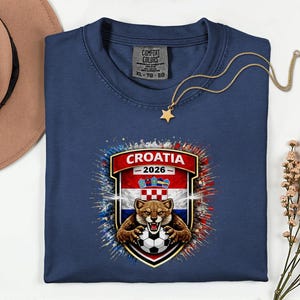 Croatia Mascot Soccer Shirt, 2026 World Tournament Graphic Tee, Comfort Colors Sports Fans image 4