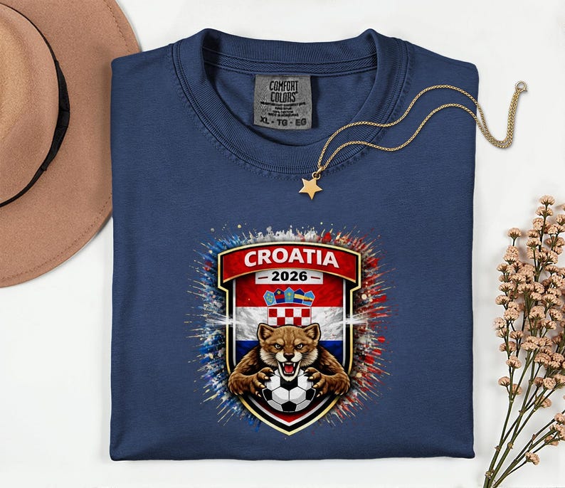 Croatia Mascot Soccer Shirt, 2026 World Tournament Graphic Tee, Comfort Colors Sports Fans image 4