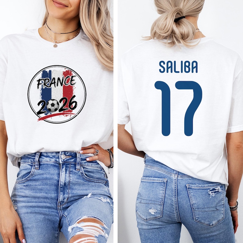 Saliba #17 France Soccer Jersey Style T-Shirt, World Tournament Inspired Unisex Tee image 1