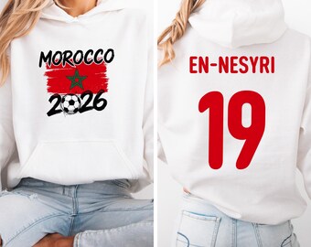 Morocco En-Nesyri #19 Soccer Jersey Style Hoodie, World Tournament Fan Apparel