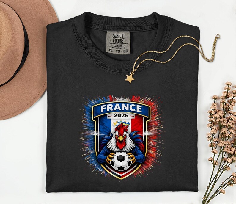 France Soccer Mascot Shirt, 2026 World Tournament Graphic Tee, Football Jersey Style image 10