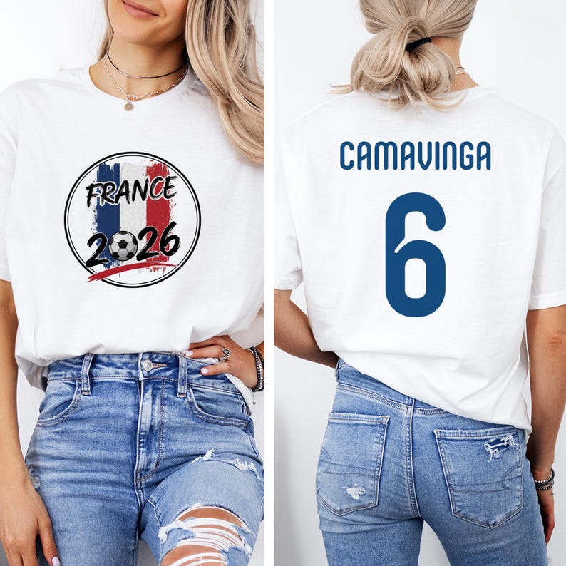 France Camavinga #6 Soccer Jersey T-Shirt, World Tournament Football Fan Apparel image 4