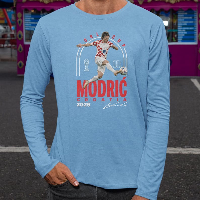 Modric Croatia Star Player #10 Tribute T-Shirt, 2026 World Football Legend Graphic Tee image 5