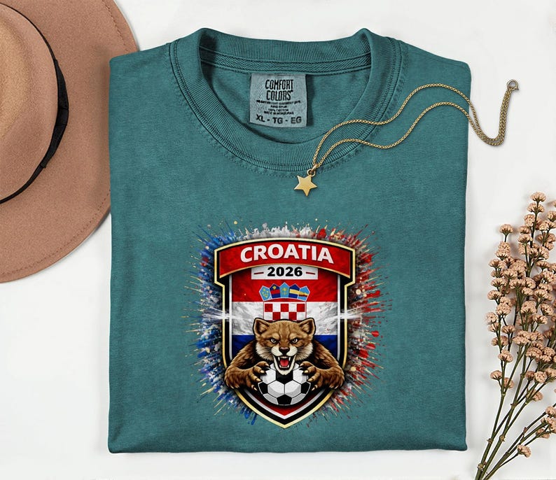 Croatia Mascot Soccer Shirt, 2026 World Tournament Graphic Tee, Comfort Colors Sports Fans image 12
