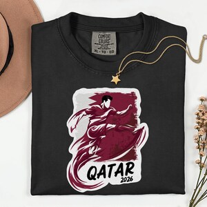 Qatar Soccer 2026 Graphic Tee, Qatari Football Fan Unisex T-Shirt image 2