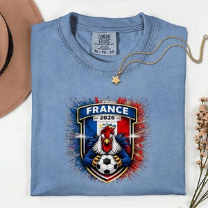 France Soccer Mascot Shirt, 2026 World Tournament Graphic Tee, Football Jersey Style image 11