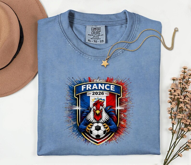 France Soccer Mascot Shirt, 2026 World Tournament Graphic Tee, Football Jersey Style image 11