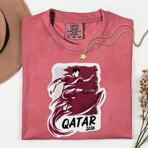 Qatar Soccer 2026 Graphic Tee, Qatari Football Fan Unisex T-Shirt image 8