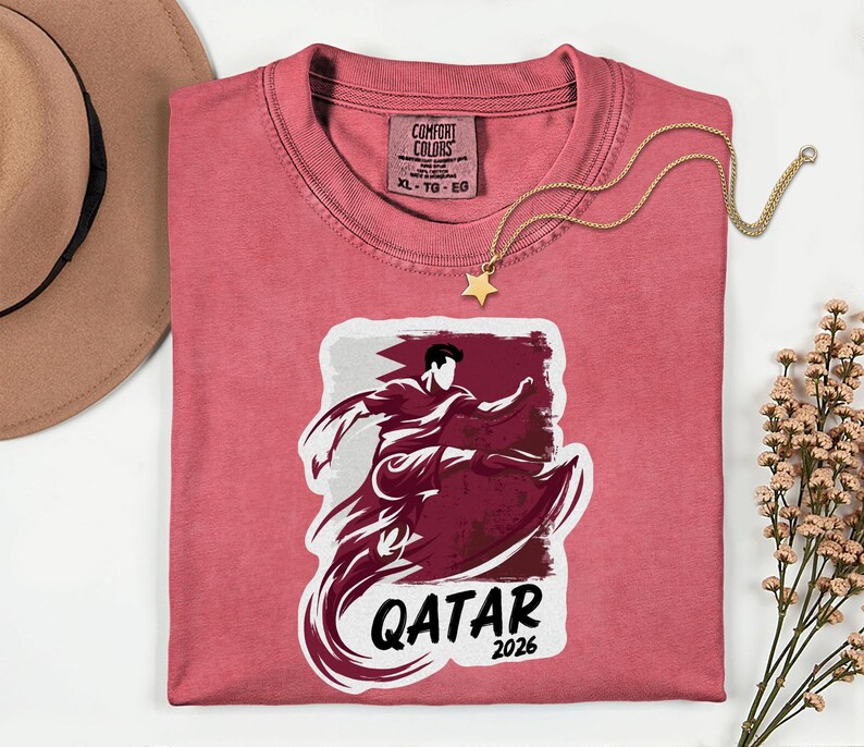 Qatar Soccer 2026 Graphic Tee, Qatari Football Fan Unisex T-Shirt image 8