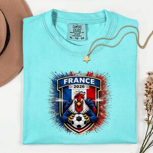 France Soccer Mascot Shirt, 2026 World Tournament Graphic Tee, Football Jersey Style image 13