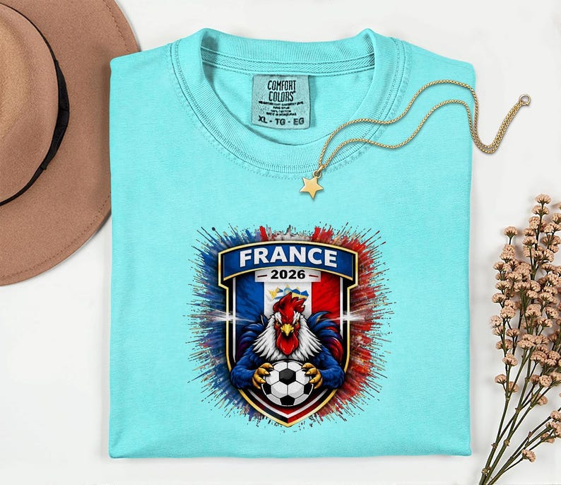 France Soccer Mascot Shirt, 2026 World Tournament Graphic Tee, Football Jersey Style image 13