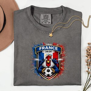 France Soccer Mascot Shirt, 2026 World Tournament Graphic Tee, Football Jersey Style image 6