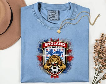 England Soccer Lion Graphic Tee, 2026 World Tournament Jersey Style Shirt