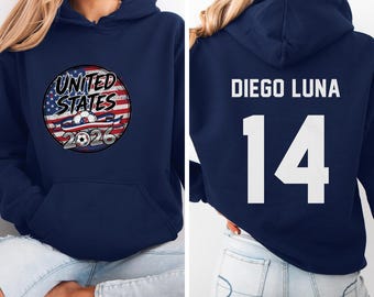 USA 2026 Soccer Jersey Shirt, Diego Luna 14 Graphic Tee