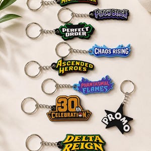 Mega Evolution Pokemon Binder Zipper Pull Keychain – 3D Printed Set Logo Charm