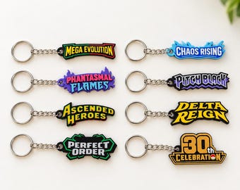 Mega Evolution Pokemon Binder Zipper Pull Keychain – 3D Printed Set Logo Charm