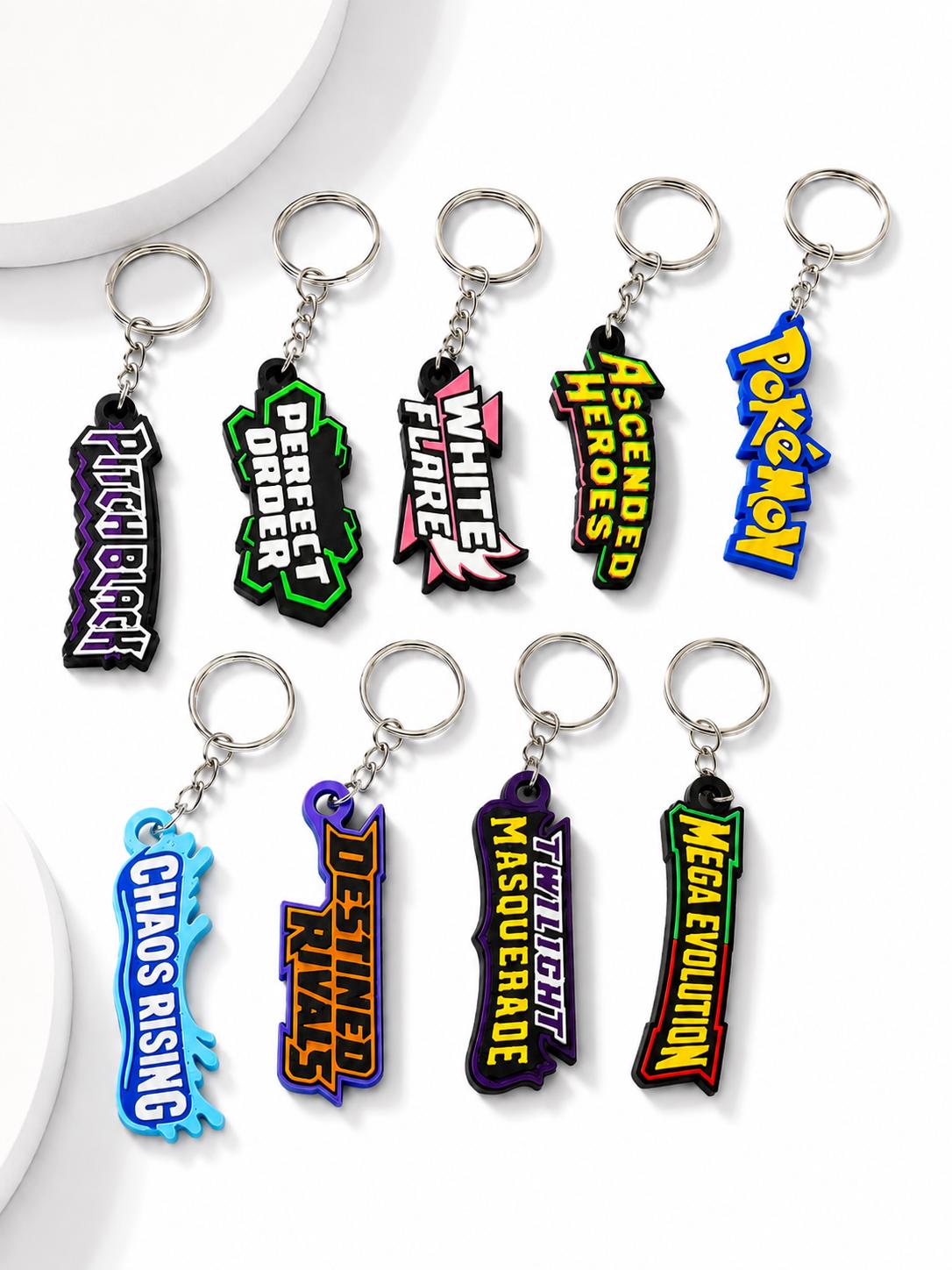 Listing photo: Mega Evolution Binder Zipper Pull Keychain – 3D Printed Set Logo Charm