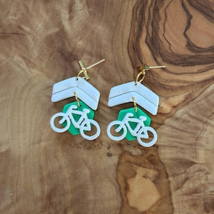 The Bike Sharrow Polymer Clay Earrings. Transportation Engineering Gift
