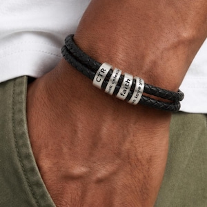 Personalized Engraved Leather Bracelet | LDS Missionary Gift | CTR Bracelet for Boys | Elder Missionary Gift | Baptism Gift | Faith Jewelry