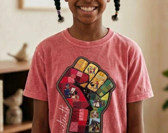 Passendes Juneteenth Fist Faux Patchwork Schwarzes Geschichts-T-Shirt, Schwarze Kultur-Unabhängigkeitstag-T-Stück für Erwachsene, Jugendliche, Jugendliche, Kleinkind und Säuglinge