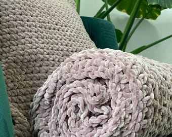 Manta de punto grueso, funda suave, acogedora decoración para el hogar hecha a mano, regalo para sofá cama de hilo grueso