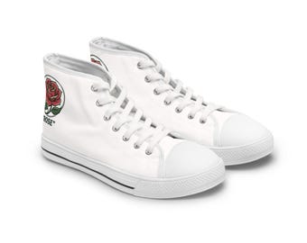 Red Rose Illustration Women's High Top Sneakers | Floral Skate Shoes