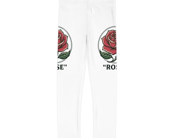 Red Rose Emblem Kids Leggings | Floral Graphic Leggings