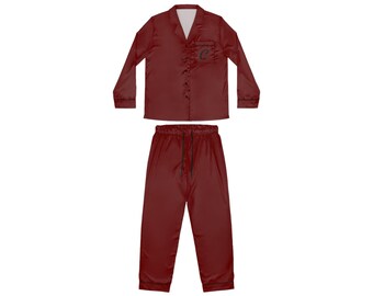 Burgundy Satin Pajama Set | Women's Sleepwear Top and Pants