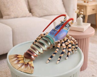 カラフルなロブスターのぬいぐるみ枕 - 55cm リアルな海の動物のクッション 沿岸のホームデコレーション