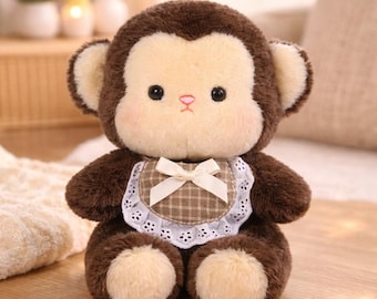 バブルスをイメージしたモンキーぬいぐるみ - かわいいヴィンテージ風のぬいぐるみモンキー - 柔らかいかわいいモンキーぬいぐるみギフト - 居心地の良い動物のインテリア