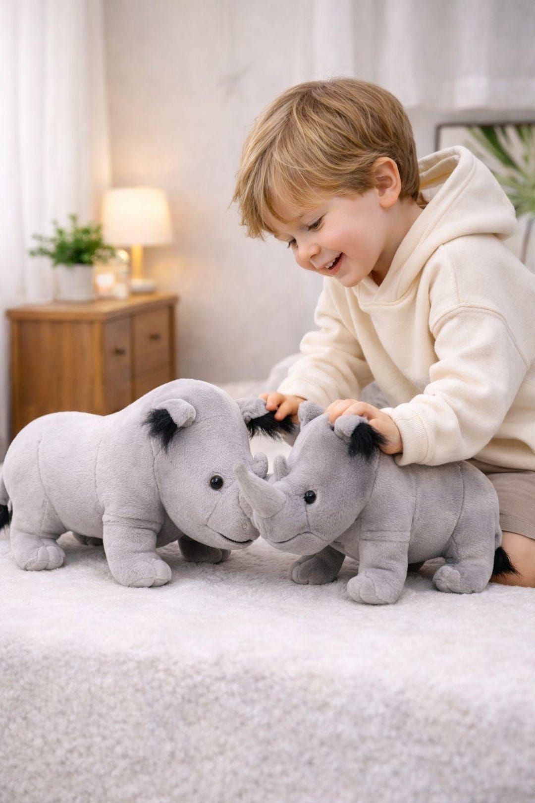 Ximi Rhinoplush Realistic Rhino Plush Toy 35cm – Soft Rhinoceros Stuffed Animal for ...