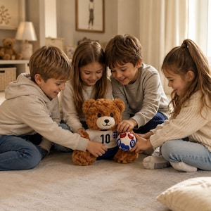 Wereldkampioenschap voetbalbeer pluche speelgoed, voetbalteddybeer knuffel, schattig sportief pluche cadeau voor kinderen, decoratie voor de voetbalkamer, teambeer speelgoed