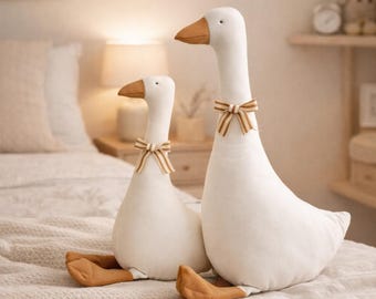北欧風グースのぬいぐるみ - スカンジナビア風ファームハウスダックの枕装飾ギフト