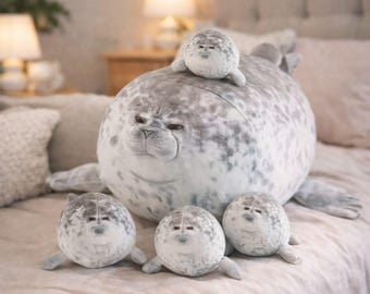 40cm Seal Plush Family Pillow – Soft Blob Seal Stuffed Toy, Cute Sea Animal Plush, Cozy Kids Room Decor, Comfort Plush Gift