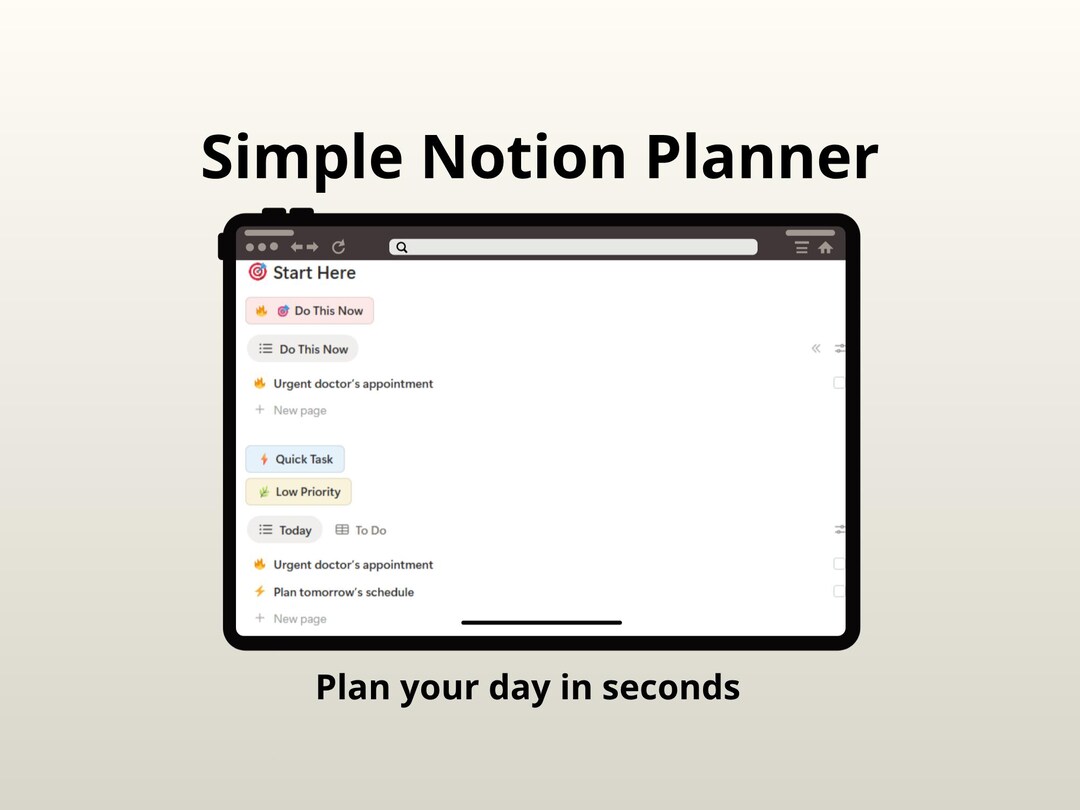 Simple Notion Planner Template | Minimal Daily Planner & Task Manager ...