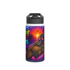 Funny Platypus Bottle, Wakes Up Eats Floats Repeats, Cool Animal Tumbler, Cute Neon Water Bottle Gift
