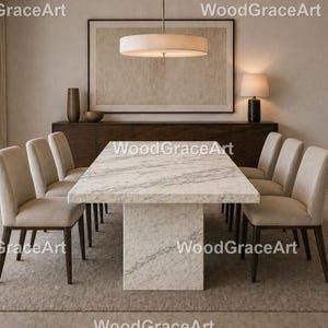 Luxury Marble Dining Table, Rectangular Calacatta Table White Marble Dining Table, Rectangular Stone Top Table, Modern Marble Dining Table,