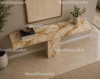 Luxury Honey Onyx Console Table Modern Marble Honey Onyx Console Table Modern Honey Marble Console Table Luxury stone hony onxy table