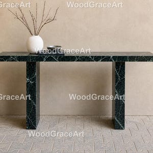 Green Marble Console Table Dark Green Marble Console Table Modern Marble Console Table, Green Stone Luxury Green Marble Console Table,