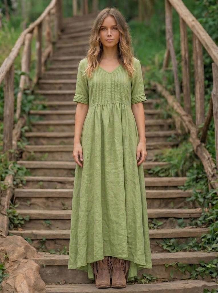 Earthy Green Dress - Etsy