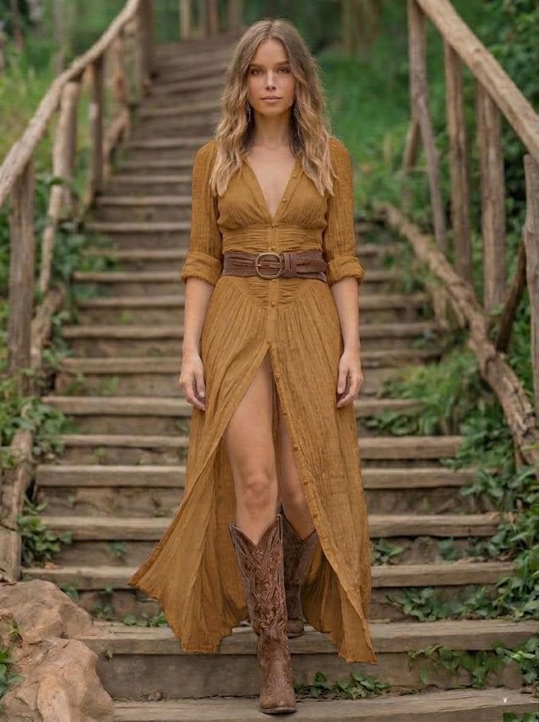 Long Slit Dress Western - Etsy