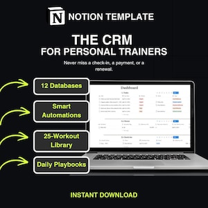 Personal Trainer CRM Notion Template | Fitness Coach Client Management | Programs, Sessions, Payments