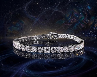 Lab Grown Diamond Tennis Bracelet, Solid Gold Round Cut, VVS VS Clarity